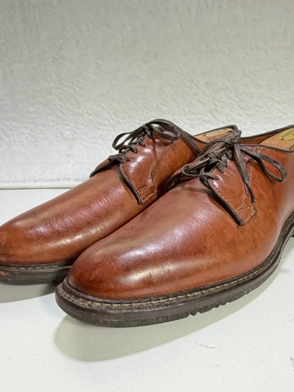 Allen Edmonds Men’s Brown Leather Plain Toe Derby Rubber Sole Shoes Size 10